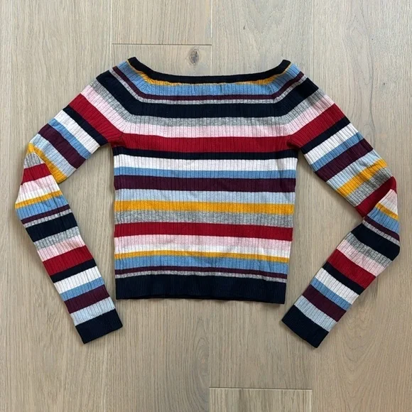 PacSun Kendall & Kylie Long Sleeve Off Shoulder Striped - Picture 3 of 3